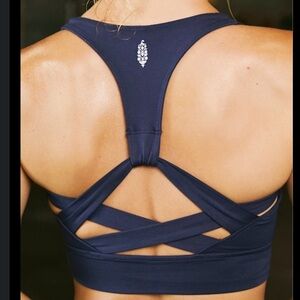 Free People Movement Lightning Synergy Navy Blue Medium Impact Sports Bra Size L